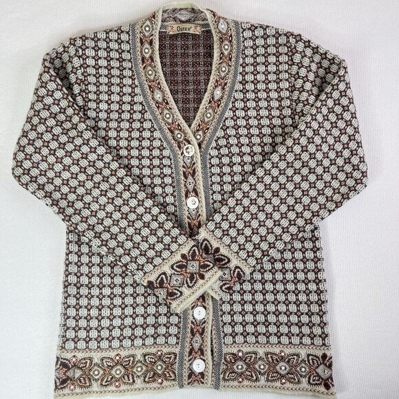VTG Woolrich Long Sleeve Sweater Button Up Beaded Cardigan Women’s Size Small - Picture 1 of 16